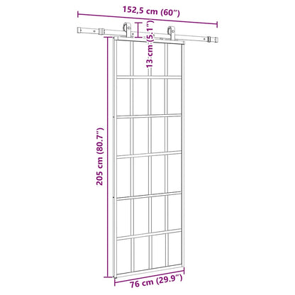 Sliding Door with Hardware Set Black 76x205 cm ESG Glass