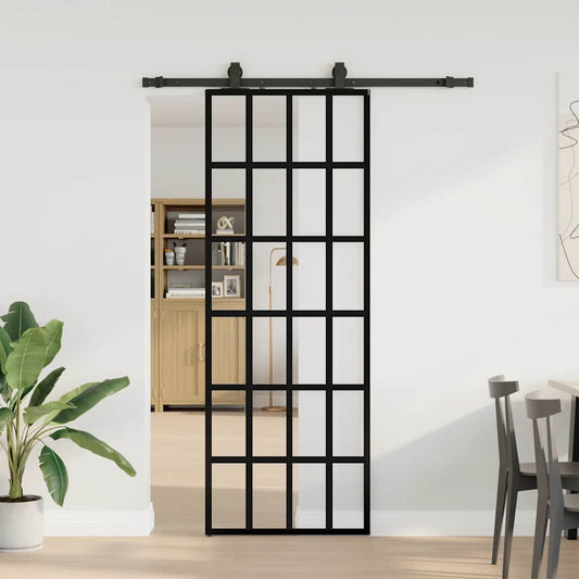 Sliding Door with Hardware Set Black 76x205 cm ESG Glass