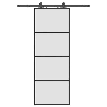 Sliding Door with Hardware Set Black 76x205 cm ESG Glass