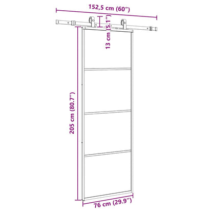 Sliding Door with Hardware Set Black 76x205 cm ESG Glass