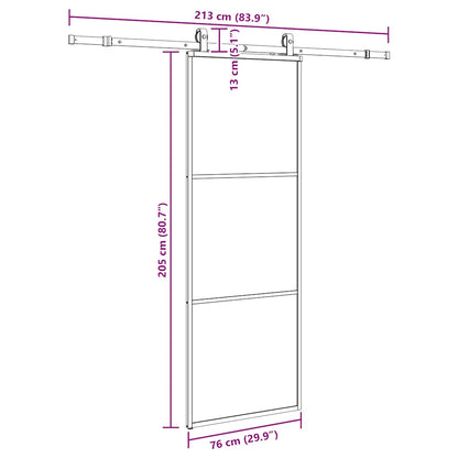 Sliding Door with Hardware Set Black 76x205 cm ESG Glass