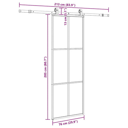 Sliding Door with Hardware Set Black 76x205 cm ESG Glass