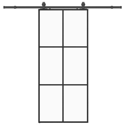 Sliding Door with Hardware Set Black 90x205 cm ESG Glass