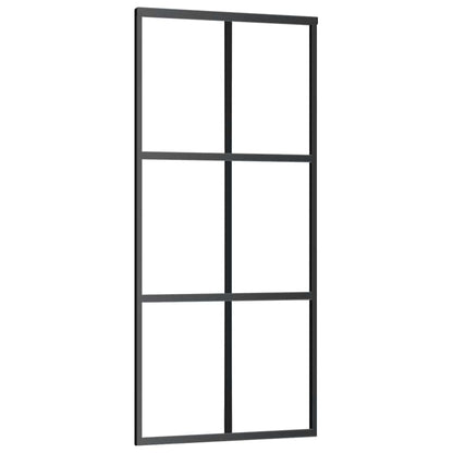 Sliding Door with Hardware Set Black 90x205 cm ESG Glass
