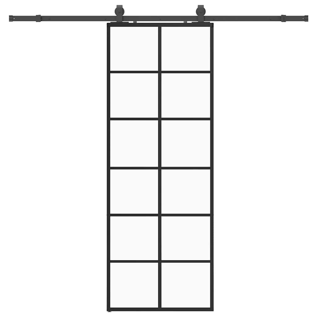 Sliding Door with Hardware Set Black 76x205 cm ESG Glass