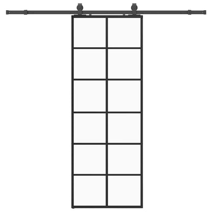 Sliding Door with Hardware Set Black 76x205 cm ESG Glass