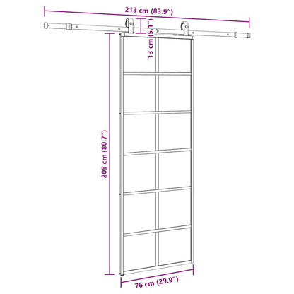 Sliding Door with Hardware Set Black 76x205 cm ESG Glass