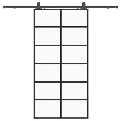 Sliding Door with Hardware Set Black 102x205 cm ESG Glass