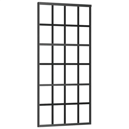 Sliding Door with Hardware Set Black 90x205 cm ESG Glass