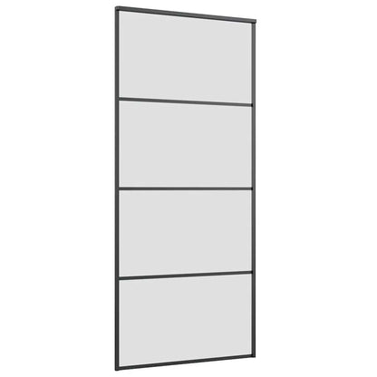 Sliding Door with Hardware Set Black 90x205 cm ESG Glass