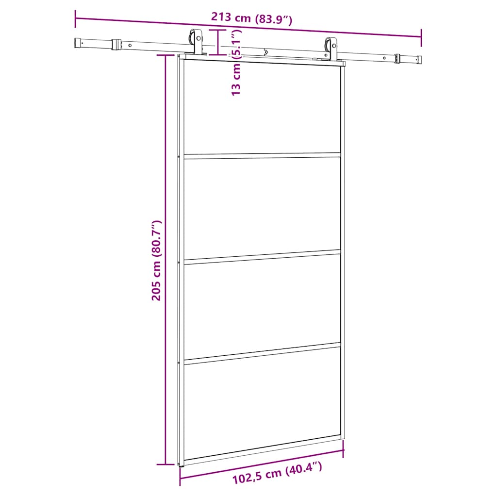 Sliding Door with Hardware Set Black 102.5x205 cm ESG Glass