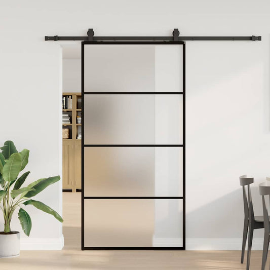 Sliding Door with Hardware Set Black 102.5x205 cm ESG Glass