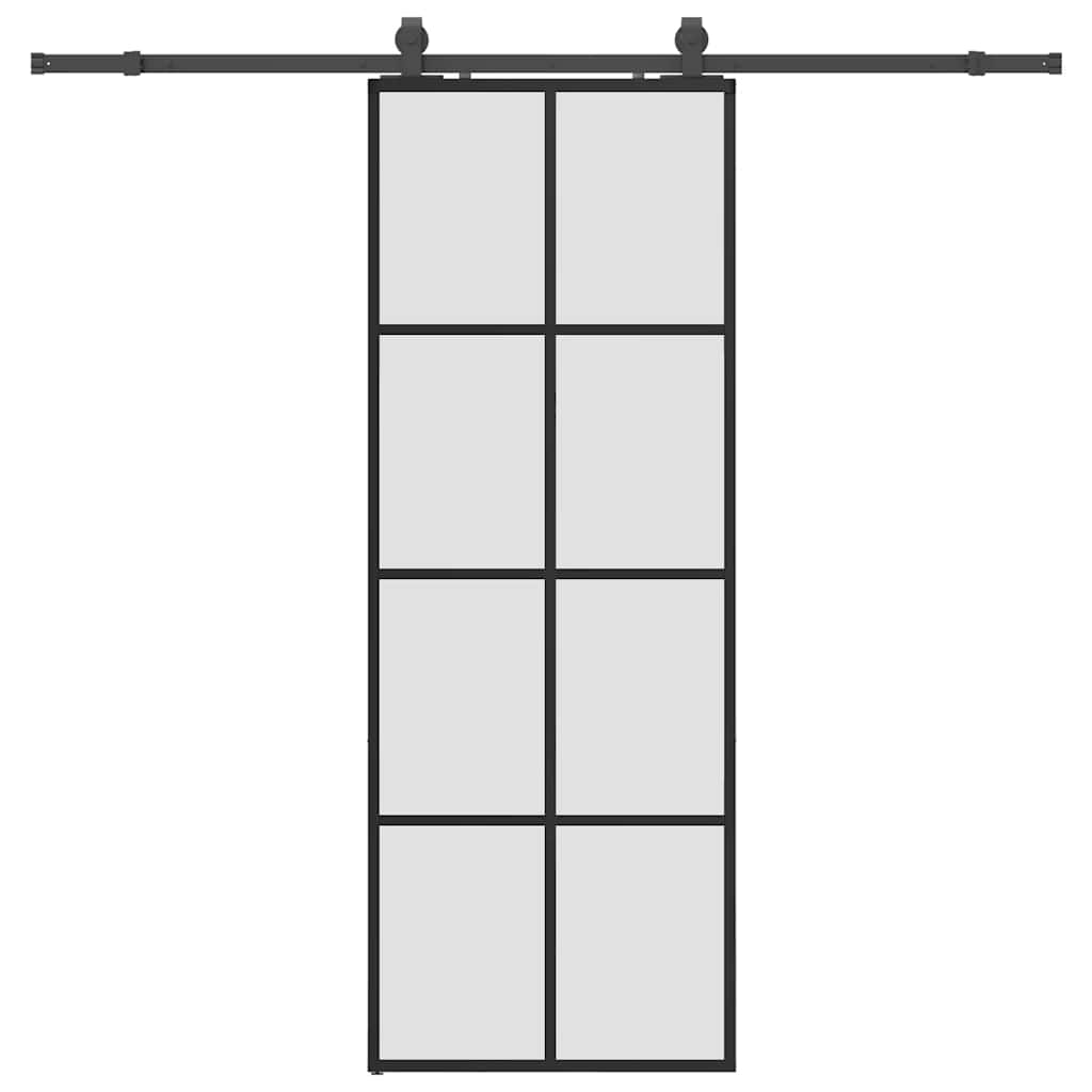 Sliding Door with Hardware Set Black 76x205 cm ESG Glass
