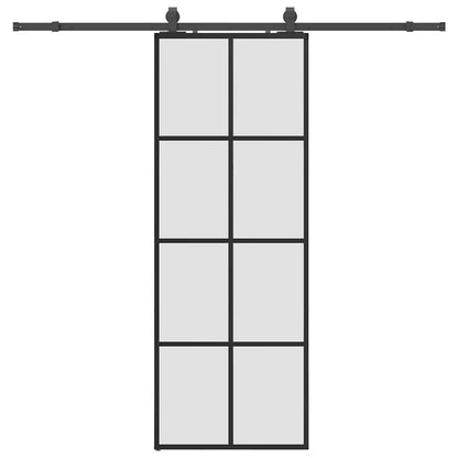 Sliding Door with Hardware Set Black 76x205 cm ESG Glass