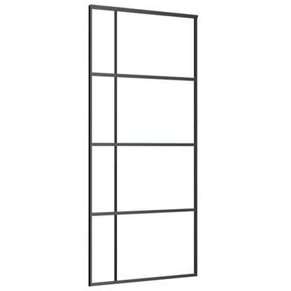 Sliding Door with Hardware Set Black 90x205 cm ESG Glass