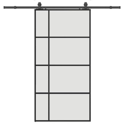 Sliding Door with Hardware Set Black 102.5x205 cm ESG Glass