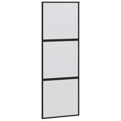 Sliding Door with Hardware Set Black 76x205 cm Tempered Glass
