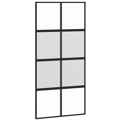 Sliding Door with Hardware Set Black 102.5x205 cm Tempered Glass