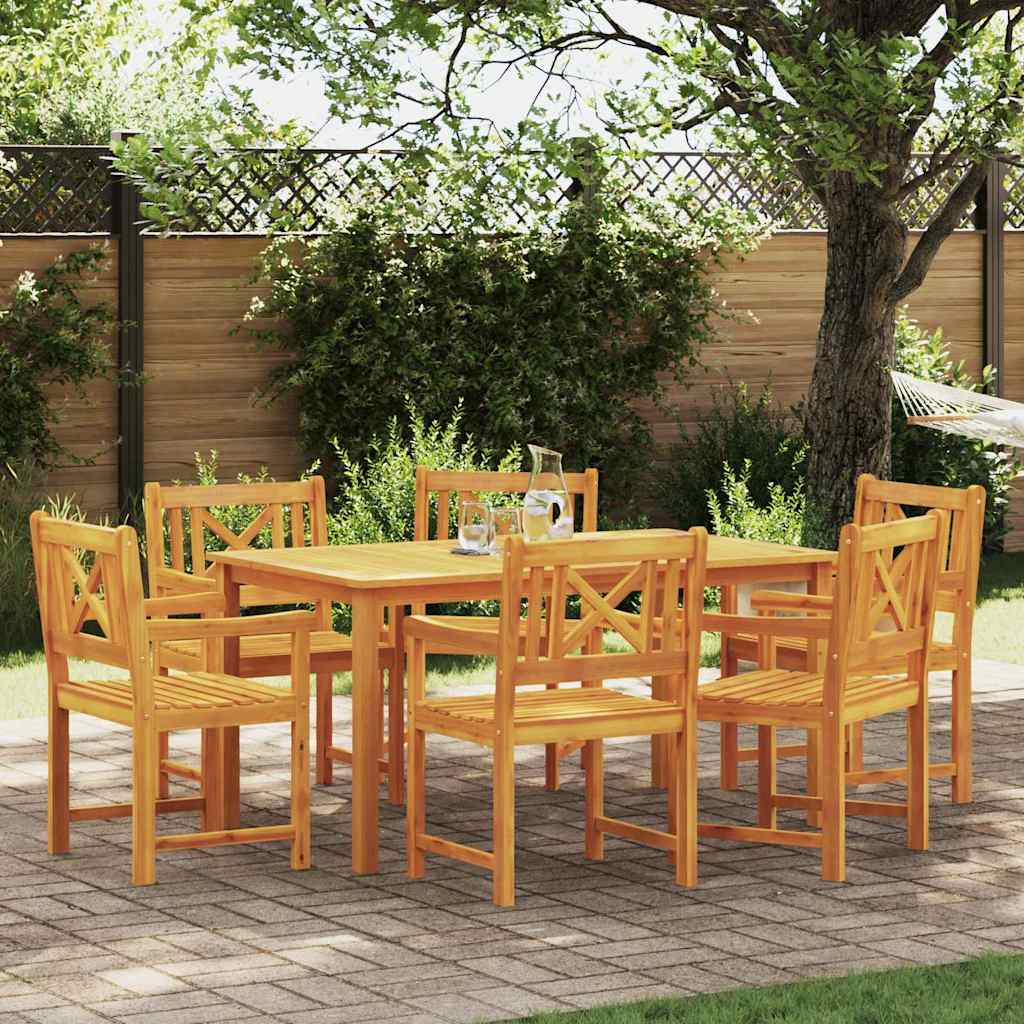 Garden Dining Set 7 pcs Brown Solid acacia wood
