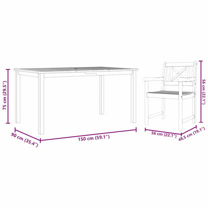 Garden Dining Set 7 pcs Brown Solid acacia wood