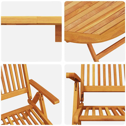 Garden Dining Set Folding 7 pcs Brown Solid acacia wood