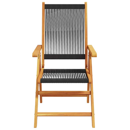 Garden Dining Set 5 pcs Black Solid acacia wood and poly rattan