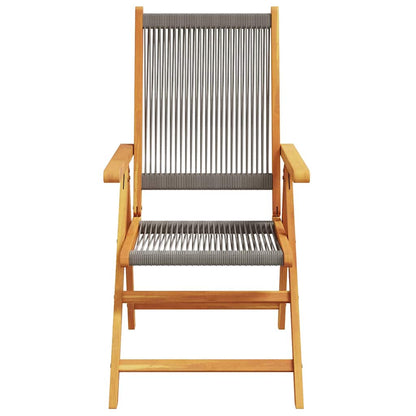 Garden Dining Set 5 pcs Grey Solid acacia wood and poly rattan