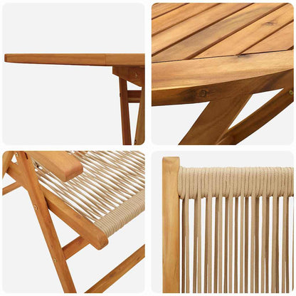 Garden Dining Set 5 pcs Beige Solid acacia wood and poly rattan