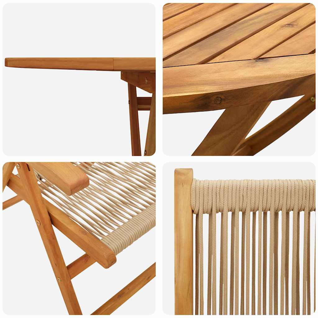 Garden Dining Set 7 pcs Beige Solid acacia wood and poly rattan