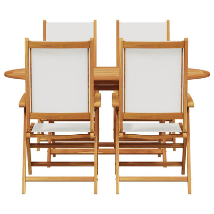 Garden Dining Set Folding 5 pcs Cream white Solid acacia wood