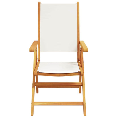 Garden Dining Set Folding 7 pcs Cream white Solid acacia wood