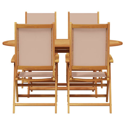 Garden Dining Set Folding 5 pcs Taupe Solid acacia wood