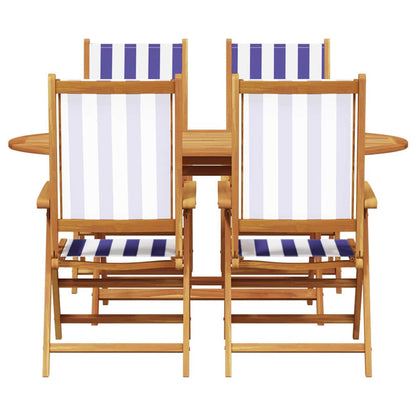 Garden Dining Set 5 pcs Blue and white Solid acacia wood
