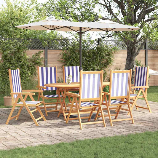 Garden Dining Set 7 pcs Blue and white Solid acacia wood