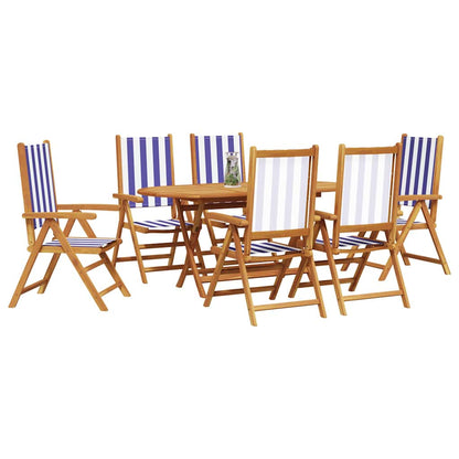 Garden Dining Set 7 pcs Blue and white Solid acacia wood