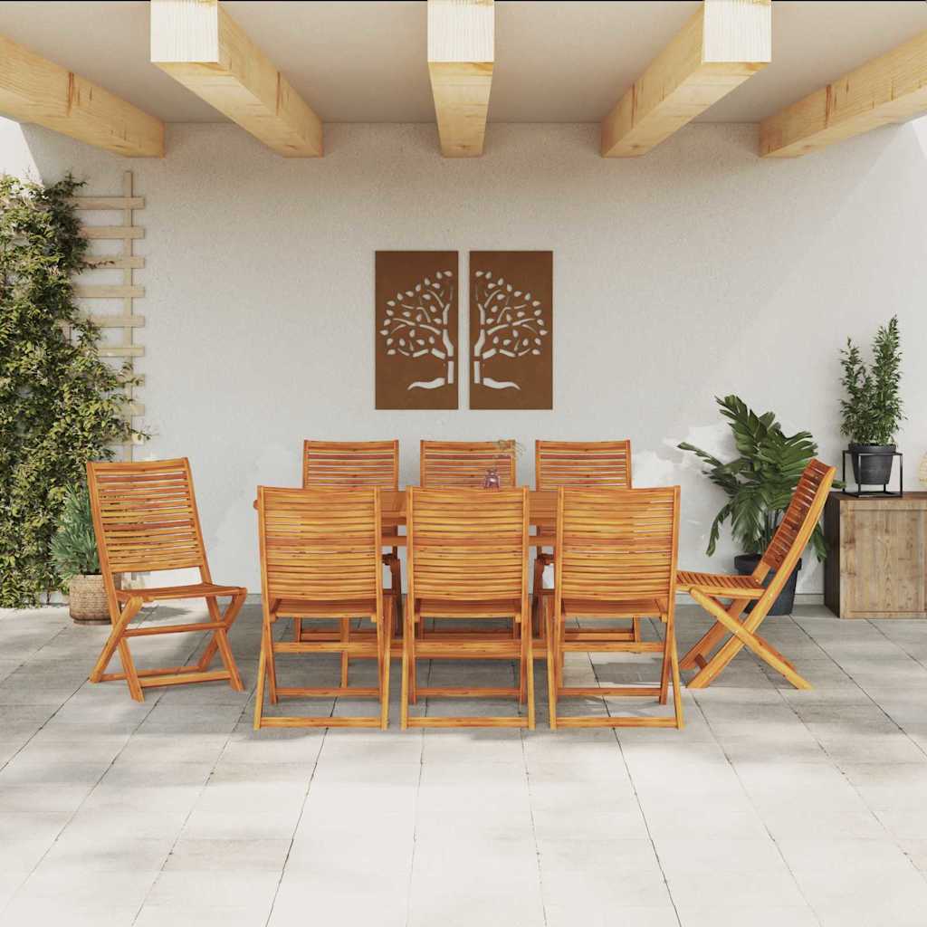 Garden Dining Set Folding 9 pcs Brown Solid acacia wood