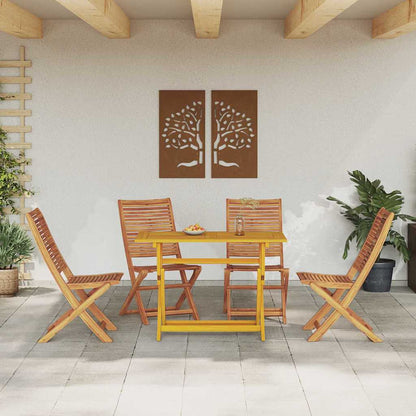 Garden Dining Set with Cushion 5 pcs Brown Solid acacia wood