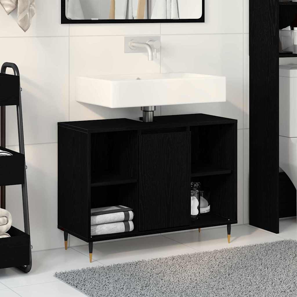 Bathroom Cabinet Black 80 x 33 x 60 cm Engineered Wood
