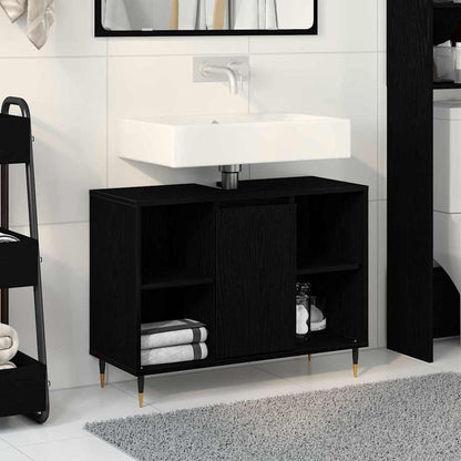 Bathroom Cabinet Black 80 x 33 x 60 cm Engineered Wood