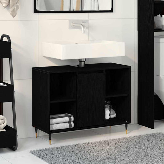 Bathroom Cabinet Black 80 x 33 x 60 cm Engineered Wood