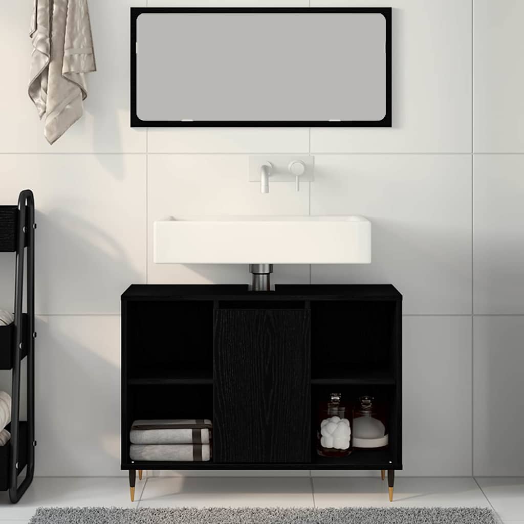 Bathroom Cabinet Black 80 x 33 x 60 cm Engineered Wood