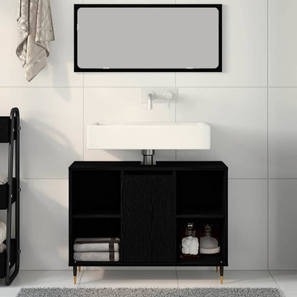 Bathroom Cabinet Black 80 x 33 x 60 cm Engineered Wood