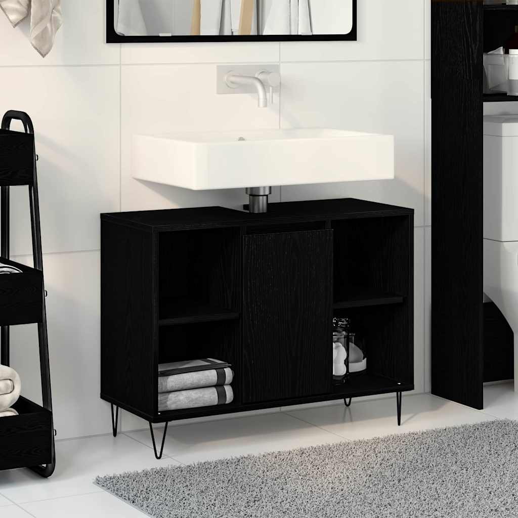 Bathroom Cabinet Black 80 x 33 x 60 cm Engineered Wood