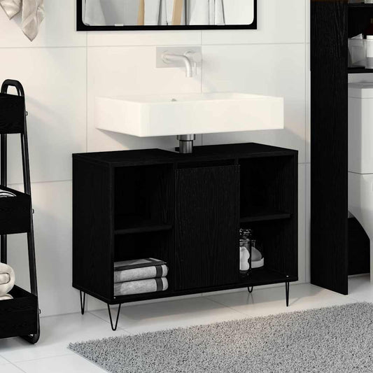 Bathroom Cabinet Black 80 x 33 x 60 cm Engineered Wood