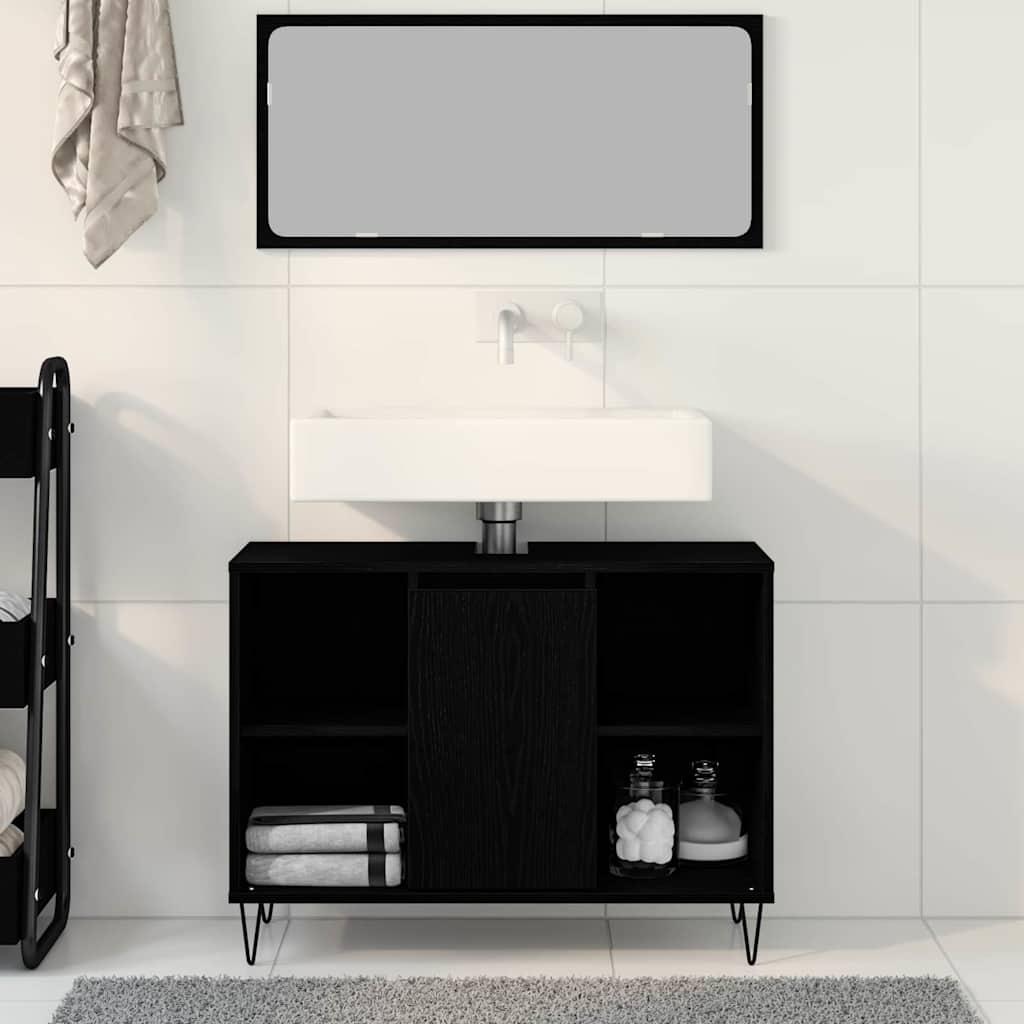 Bathroom Cabinet Black 80 x 33 x 60 cm Engineered Wood
