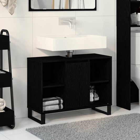Bathroom Cabinet Black 80 x 33 x 60 cm Engineered Wood