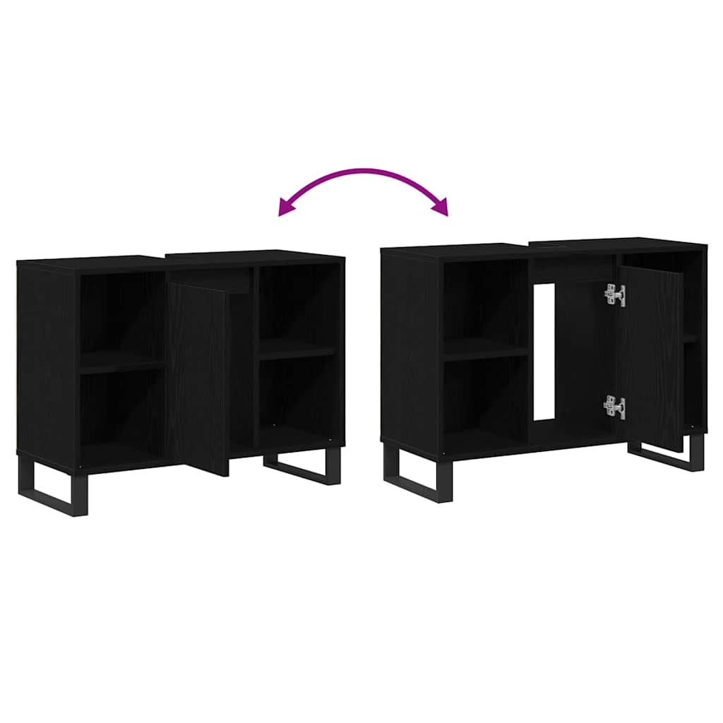 Bathroom Cabinet Black 80 x 33 x 60 cm Engineered Wood