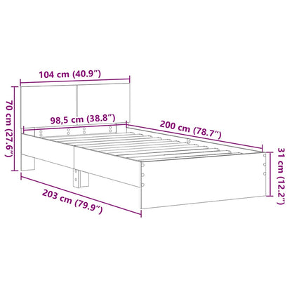 Bed Frame with Headboard Old Wood 100 x 200 cm Engineered wood
