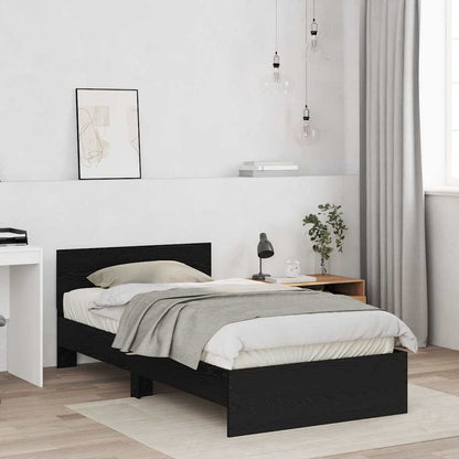 Bed Frame with Headboard Black Oak 100 x 200 cm Engineered wood
