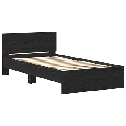 Bed Frame with Headboard Black Oak 100 x 200 cm Engineered wood
